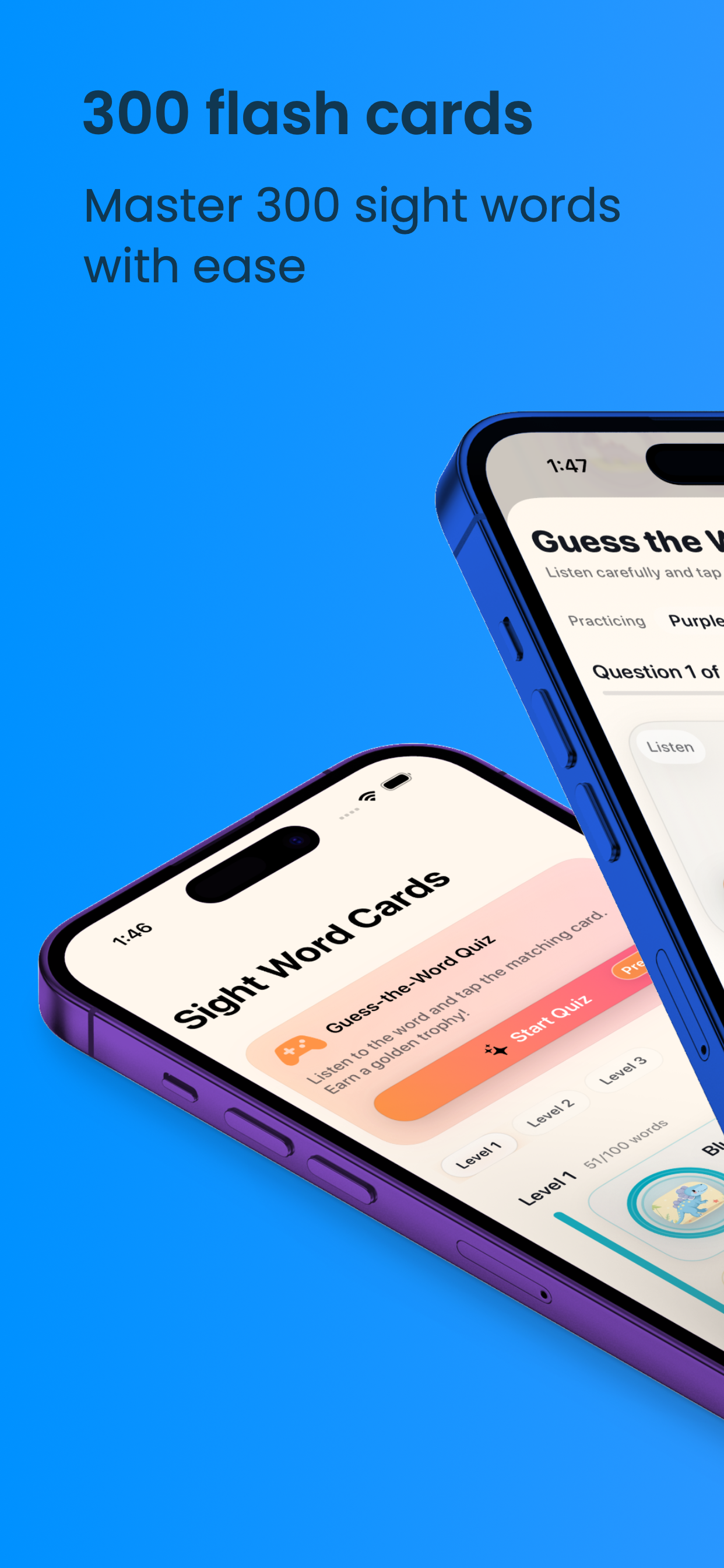 Sight Word Cards — flashcard study view